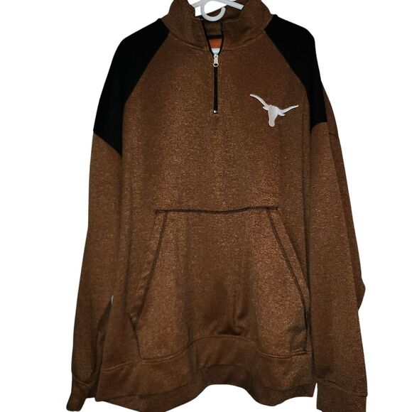 Men's Big & Tall Texas Longhorns Mesh Yolk 1/4 Zip Pullover Jacket Sz 2X Orange - Picture 1 of 7